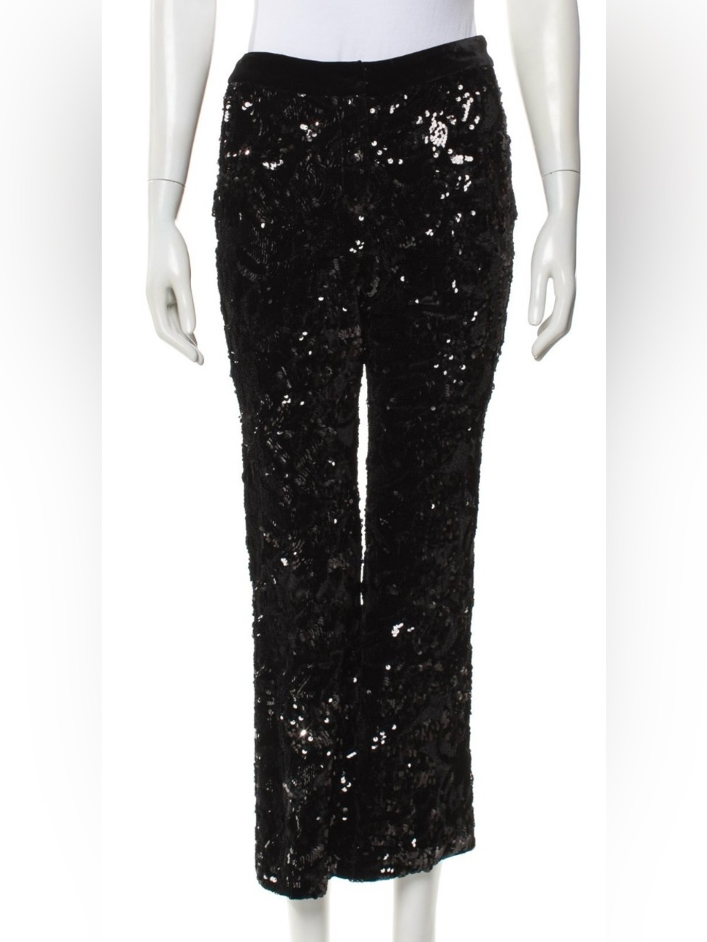 Alexis Black Velvet Sequin Flared Evening Pants